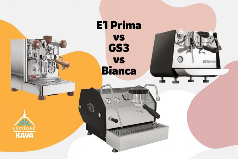úvodní obrázek k článku o srovnání kávovarů E1 prima vs GS3 vs Bianca